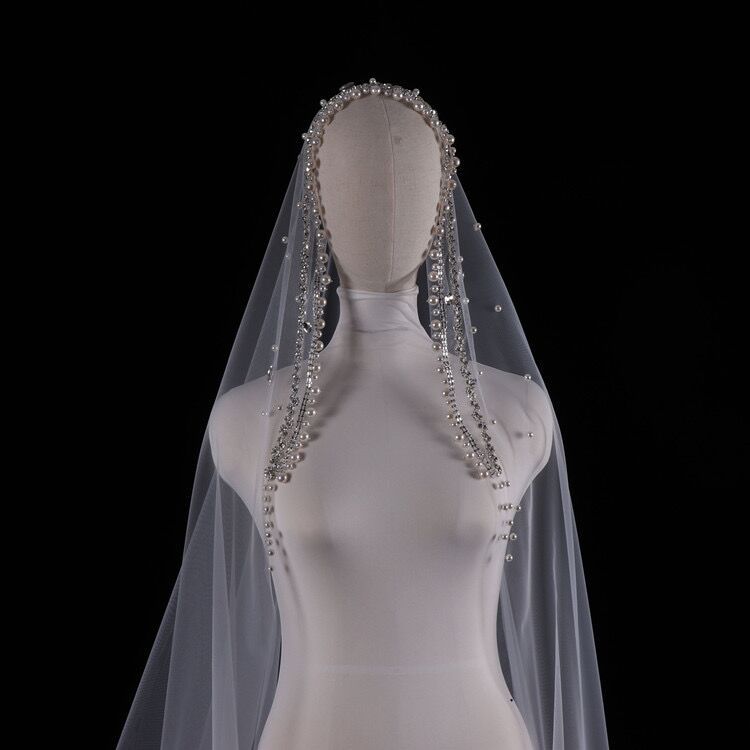 Pearl Rhinestone Bridal Wedding Veil