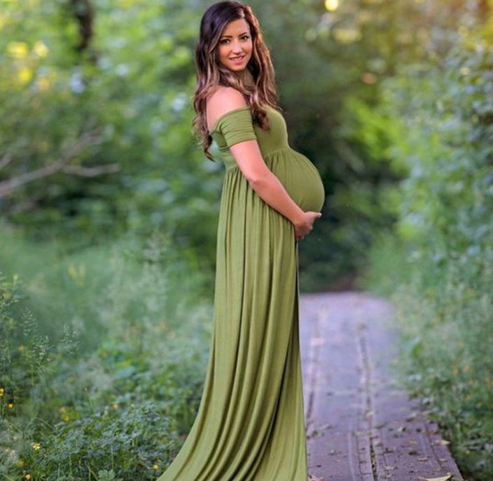 Off-Shoulder Maternity Long Dress