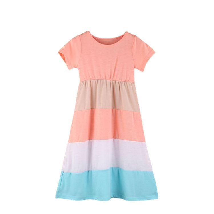 Short-Sleeved Striped Women's Parent-Child Matching Dress