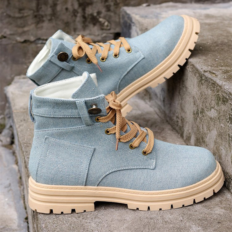 Lace-up Denim Ankle Boots for Women