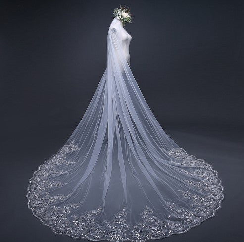 Long Single Layer Wedding Veil