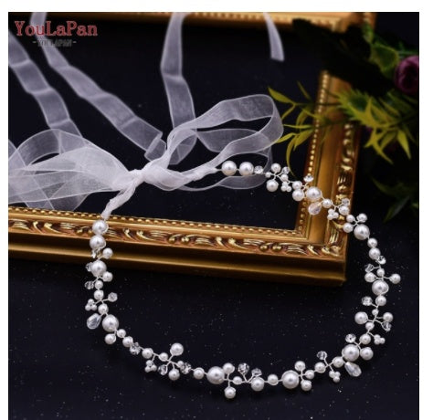 Elegant Bridal Pearl Crystal Wreath Headband