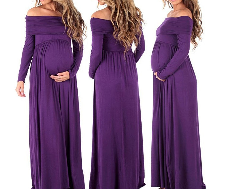 Off-Shoulder Maternity Long Dress