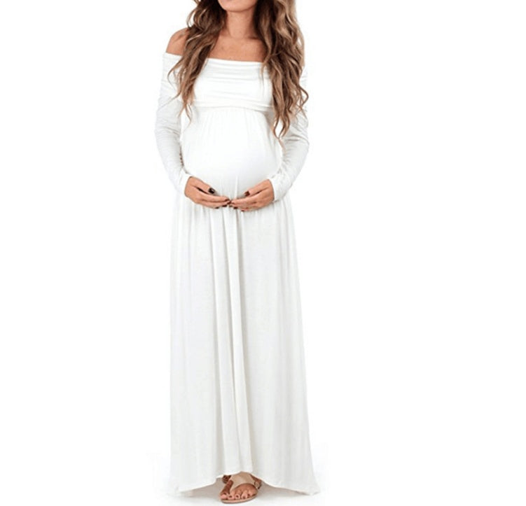 Off-Shoulder Maternity Long Dress