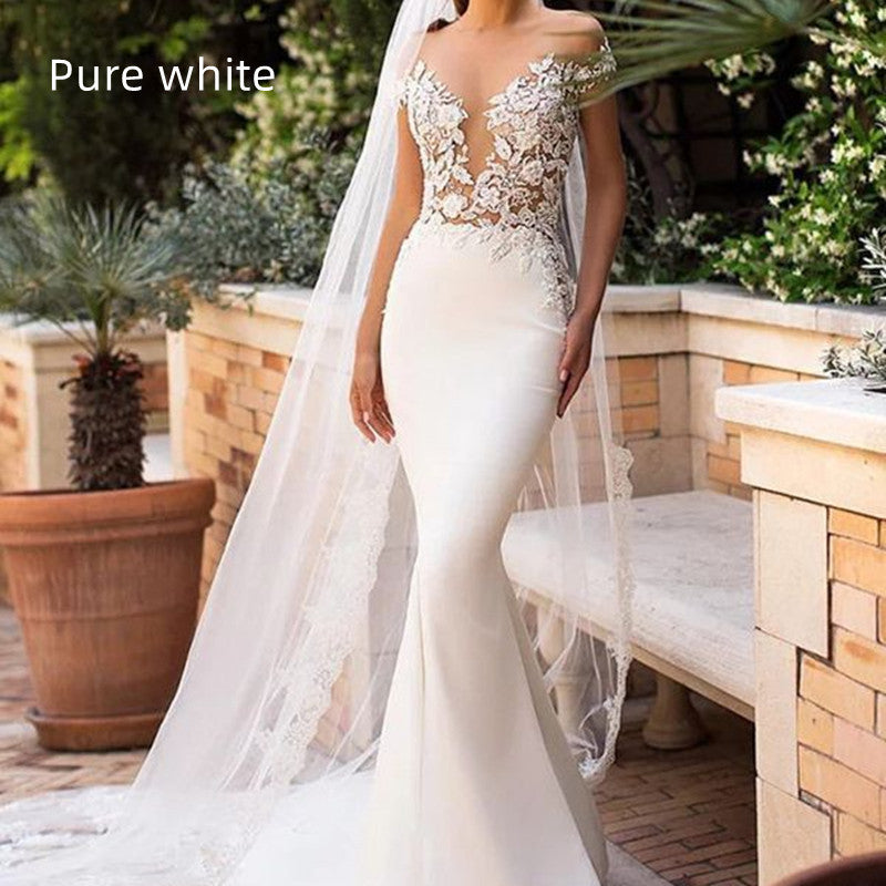 Sleeveless Long Fishtail Wedding Dress