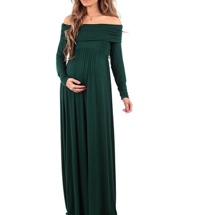 Off-Shoulder Maternity Long Dress