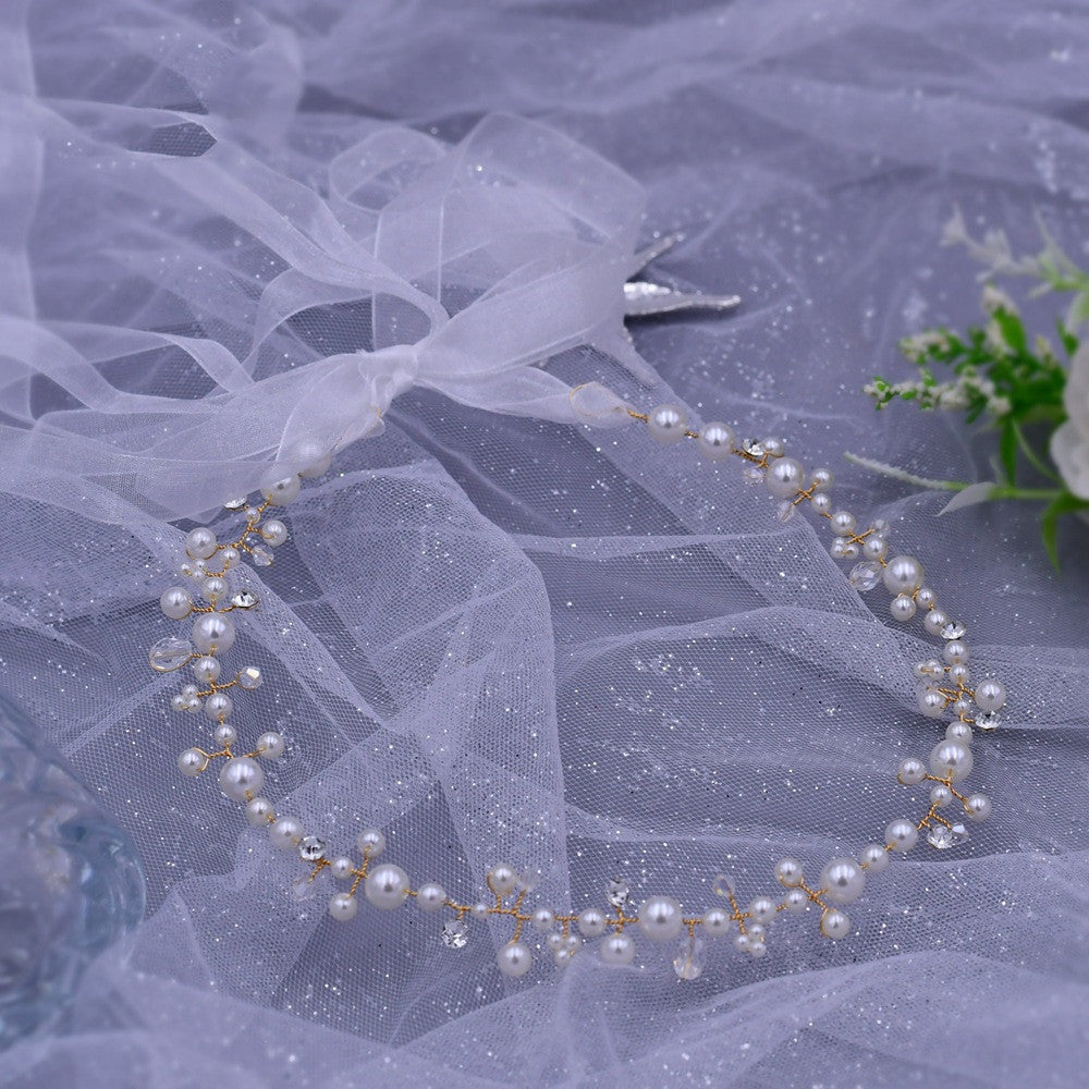 Elegant Bridal Pearl Crystal Wreath Headband