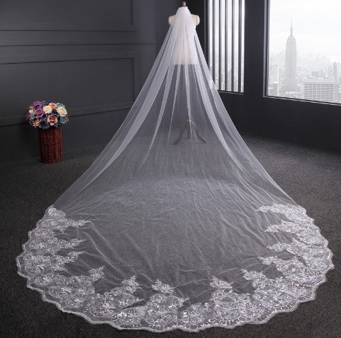 Long Single Layer Wedding Veil